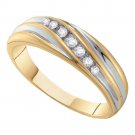 10k Two-tone Gold Mens Round Diamond Band Wedding Anniversary Ring 1/6 Ctw