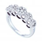 14k White Gold Womens Round Diamond Multi Flower Cluster Ring 1-1/2 Cttw