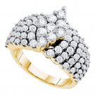 14k Yellow Gold Womens Round Pave-set Diamond Oval-shape Cluster Ring 2.00 Cttw