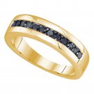10k Yellow Gold Mens Round Black Diamond Wedding Anniversary Fashion Band 1/2