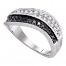 Womens Black Diamond Cocktail RING Fashion Band 0.33 CT 10k White Gold Size 5-11