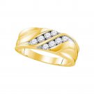Mens Round Diamond Band Wedding Anniversary Ring 1/2 Ctw 10k Yellow Gold