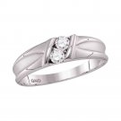 MEN'S 0.33 CT CARAT NATURAL 2-STONE DIAMOND BAND RING 10K WHITE GOLD SIZE 8-13