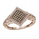 10k Rose Gold Womens Red Diamond Elegant Wedding Fashion Ring 1/3 CT Vintage