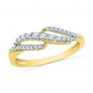10k Yellow Gold Women's Round Cut Diamond Crossover Band Anniversary Ring 1/4 Ct