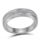 10k White Gold Mens Diamond Double Two Row Wedding Anniversary Band Ring 1/5 Ctw