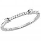 10k White Gold Diamond Single Row Stackable Wedding Band Ring For Her 1/6 Ct