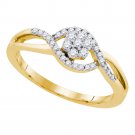 10k Yellow Gold Womens Petite Diamond Flower Ring Promise Engagement 1/4 Cttw