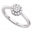 14k White Gold Womens Round Diamond Circle Frame Flower Cluster Ring 1/4 Cttw