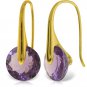 Womens Real 14K Solid Gold Fish Hook Earrings with Amethyst Gemstone Jewelry