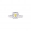 14k White Gold Princess Yellow Color Enhanced Diamond Square Frame Cluster Ring