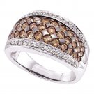 14kt White Gold Round Brown Color Enhanced Diamond Fashion Ring 1-1/2 Ctw