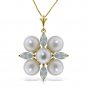 6.3 Carat 14K Solid Gold White Night Aquamarine pearl Necklace Womens Gemstone