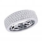 14k White Gold Womens Round Pave-set Diamond Comfort Wedding Band 1.00 Cttw