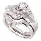 1.0 CT Carat Bridal Diamond Wedding Band Engagement Ring SET 10k White Gold