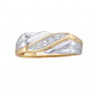 Mens Round Diamond Single Row Wedding Band Ring 1/8 Cttw 10k Yellow Gold