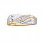 Mens Round Diamond Single Row Wedding Band Ring 1/8 Cttw 10k Yellow Gold