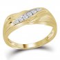 Mens Round Diamond Single Row Wedding Band Ring 1/8 Cttw 10k Yellow Gold