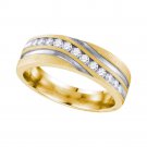 Mens Round Cut 2 Tone Genuine DIAMOND Wedding BAND RING 10k White Yellow Gold