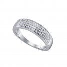 10k White Gold Mens Round Pave-set Diamond Wedding Band Ring 1/4 Cttw