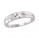 10k White Gold Mens Round Diamond Wedding Anniversary Band Ring 1/6 Ctw