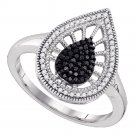 0.35 Carat 1/3 CT OVAL CUT Black Diamond Bridal Engagement Ring 10k White Gold