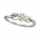 10k White Gold Womens Elegant Fine Diamond Flower Infinity Ring 1/4 Ct Size 5-9