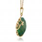 Womens 14K Solid Gold Necklace with Checkerboard Cut Round Dyed Green Sapphire