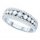 14k White Gold Womens Round Pave-set Diamond Triple Row Band Ring 3/4 Cttw