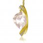 14K Solid Gold Necklace with Natural Twisted Briolette Blue Topaz & Diamonds