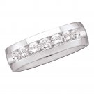 14k White Gold Mens Round Channel-set Diamond Wedding Band Ring 1/4 Cttw