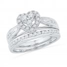 1/2 Carat 0.5 CT Heart Shape REAL Diamond Wedding Engagement RING BAND Set 10k