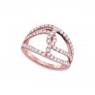 18k Rose Gold Womens Round Diamond Open Woven Strand Band 3/4 Cttw