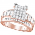 10k Rose Gold Round Diamond Cluster Bridal Wedding Engagement Ring 2.00 Ctw
