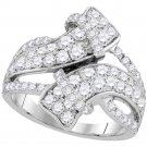 14k White Gold Womens Round Diamond Bypass Crossover Luxury Band 2.00 Cttw