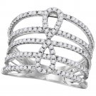 18k White Gold Womens Round Diamond Infinity Strand Open Band 3/4 Cttw