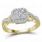 10k Yellow Gold Women's Stunning Round Diamond Square Cluster Ring 1/3 Ct