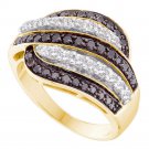 14k Yellow Gold Womens Round Black Color Enhanced Diamond Stripe Cocktail Band 1