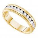 14k Yellow Gold Womens Round Channel-set Diamond Single Row Wedding Band 1/2 ct