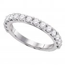 14kt White Gold Womens Round Pave-set Diamond Single Row Wedding Band 1.00 Cttw