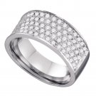10K White Gold Round Diamond Wedding Anniversary Comfort Band Ring 1.00 Cttw