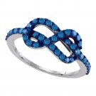 10K White Gold Blue Color Enhanced Diamond Infinity Woven Love Anniversary Ring