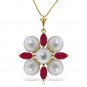 6.3 Carat 14K Solid Gold Necklace Ruby pearl