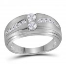 10k White Gold Mens Round Diamond Band Wedding Anniversary Ring 5/8 Ctw