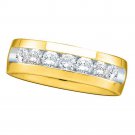 14k Yellow Gold Mens Round Channel-set Diamond Wedding Anniversary Band 1/4 Ctw