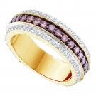 14k Yellow Gold Round Brown Color Enhanced Diamond Band Ring 1-3/8 Ctw