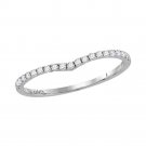 14kt White Gold Womens Round Diamond Slender Chevron Stackable Band Ring