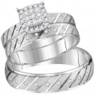 14kt White Gold His & Her Round Diamond Cluster Matching Bridal Wedding Ring Set