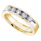 14k Yellow Gold Womens Round Channel-set Diamond Single Row Wedding Band 1/2