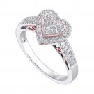 Real Solid 10kt Two-tone White Rose Gold Womens Round Diamond Heart Ring 1/3 Ct